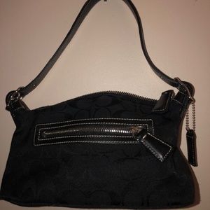Coach Signature Monogrammed Pouch  Black Canvas Hobo Bag